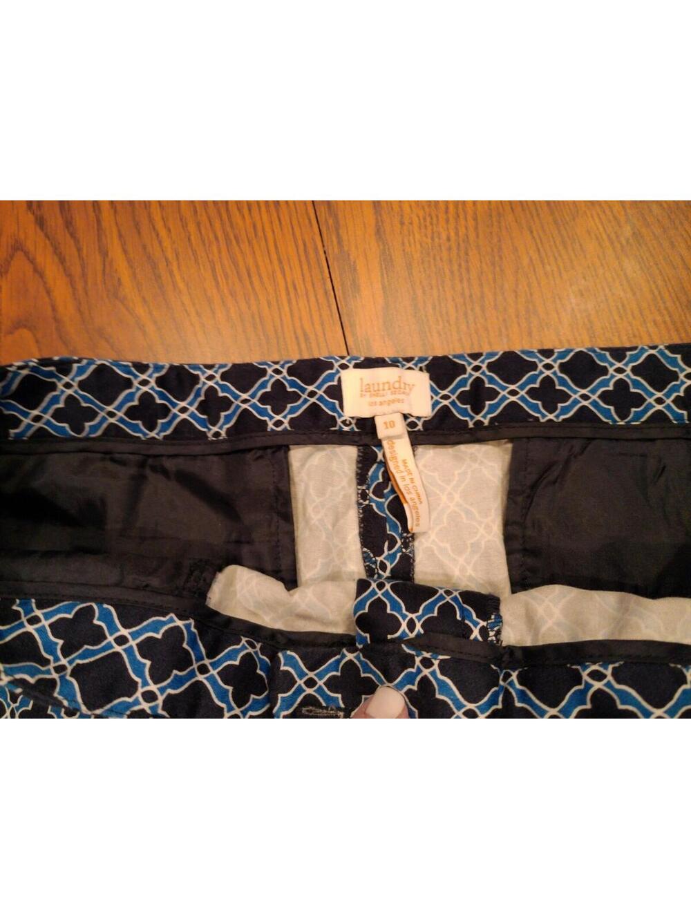 Laundry by Shelli Segal Pants Womens Blue Size 10 Geometric Print Ankle Cropped